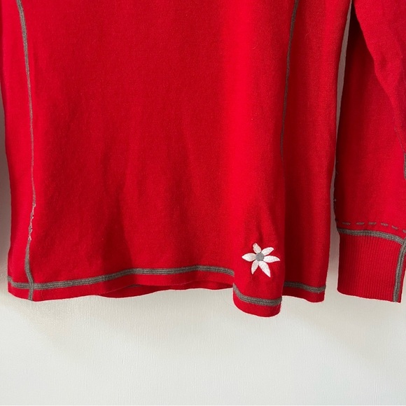 Meister Cabincore Contrast Stitch Embroidered Wool Blend Kiss Me Ski Sweater - Picture 5 of 13